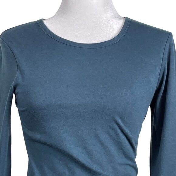 JAMES PERSE Double Shirred Skinny Dress Size 2 Medium Green 3/4 Sleeve EUC - Picture 4 of 16